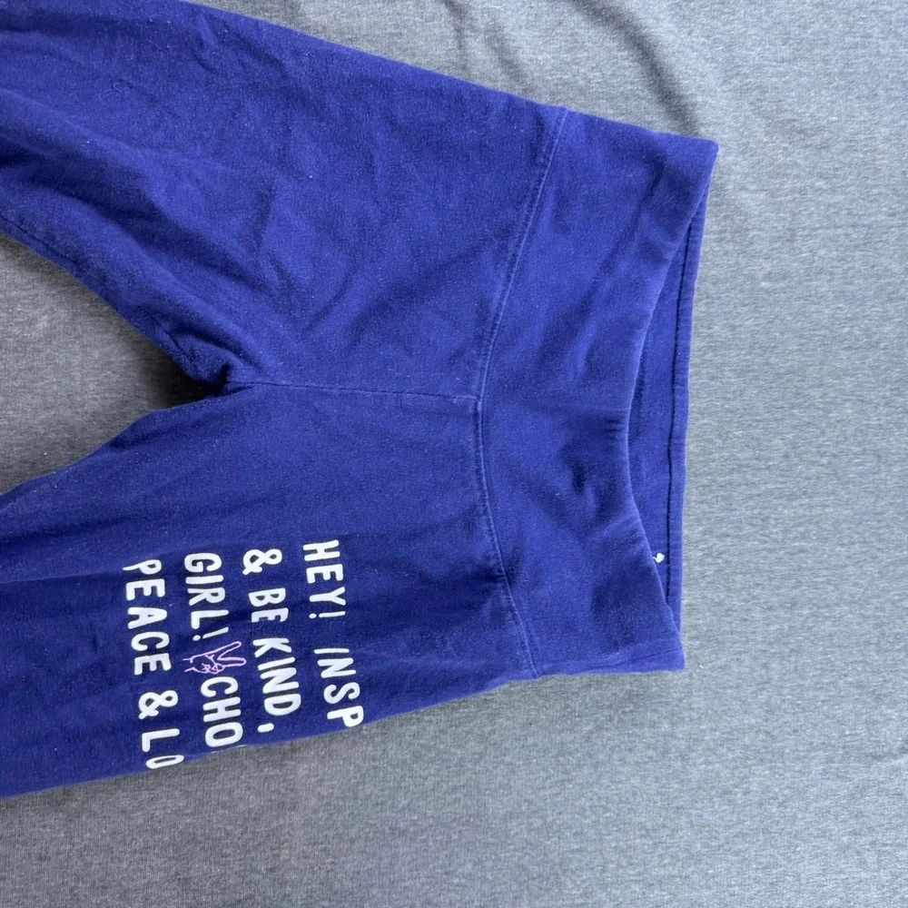 Justice Girls Graphic Leggings Size 14/16 Purple Peace Love Kind Inspirational‎